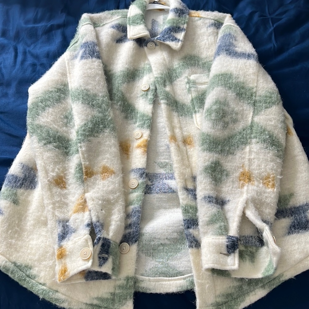 Zara Multicolor Patterned Shirt Jacket - image 1